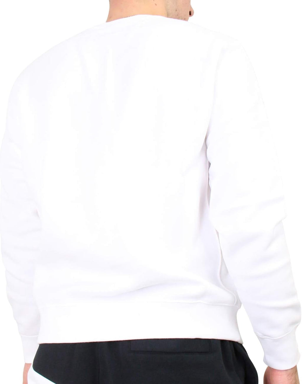 Men's Nike Club Fleece Crew Color: White Black Size: M