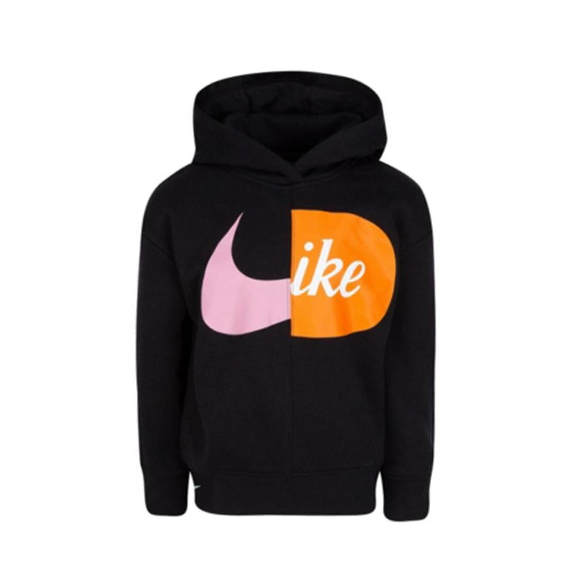 Nike Split Pill Pullover Girls Active Hoodies Size 6, Color: Black/Pink/Orange
