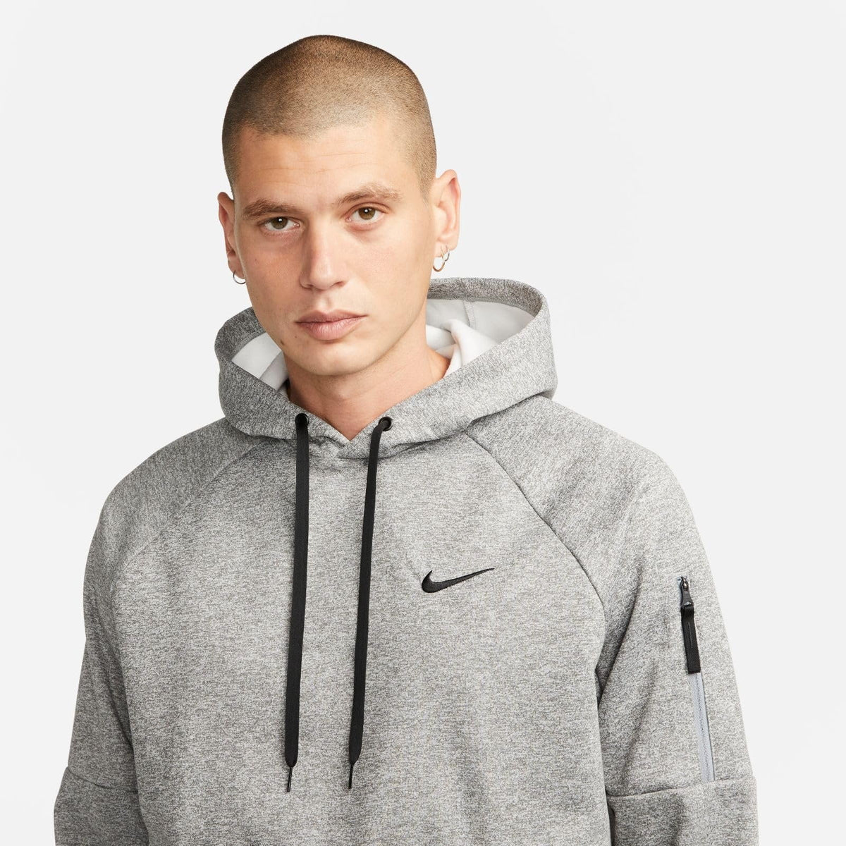 Nike Men's Therma Hooded Fitness Pullover, Dark Grey Heather/Particle Grey/Black