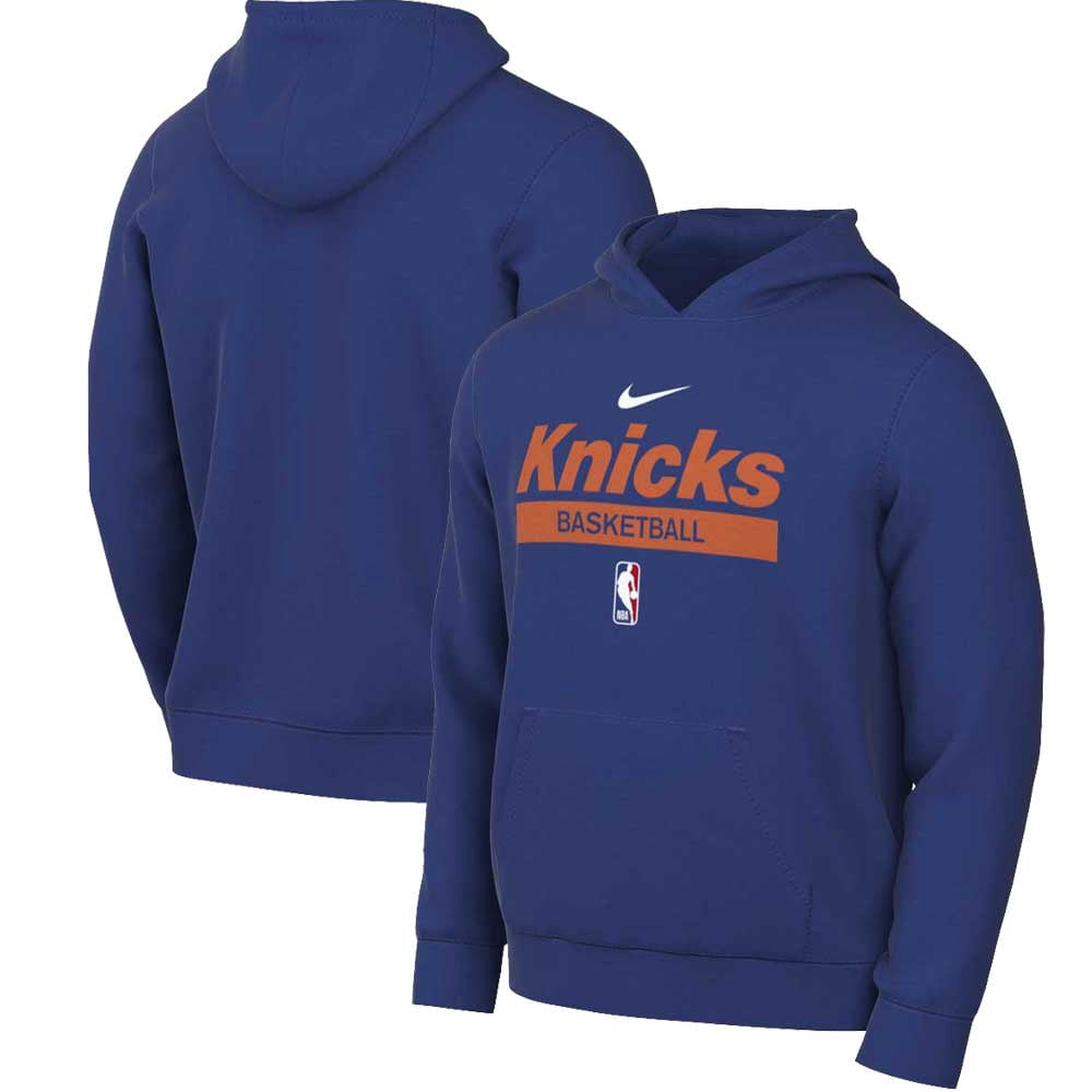 Men's Nike Blue New York Knicks 2022/23 Spotlight On-Court Practice Performance Pullover Hoodie