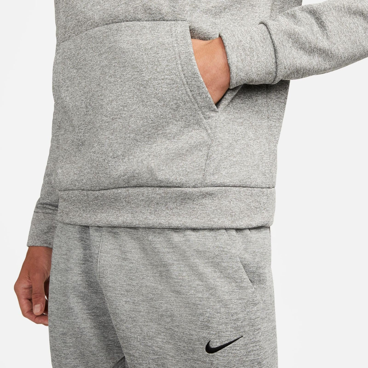 Nike Men's Therma Hooded Fitness Pullover, Dark Grey Heather/Particle Grey/Black